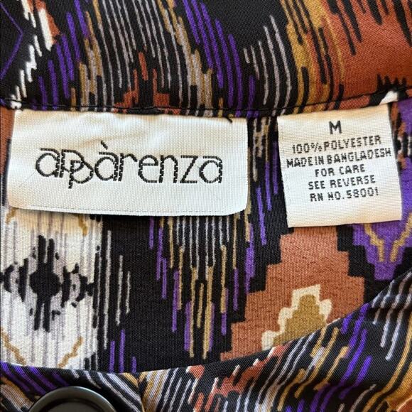 Apparenza Geometric Peacock Brown Bohemian Flowy Blouse Top Casual Travel - M - Picture 7 of 8